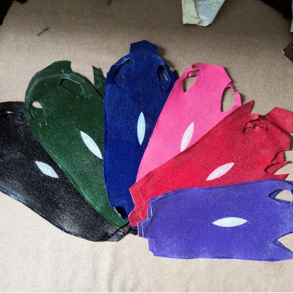 Couro de pele de peixe shagreen arraia real não polida pele macia várias cores - Imagem 4 de 4