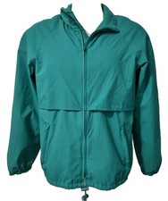Eddie Bauer Vintage 90s Men's Windbreaker Jacket Size M Teal Green Hooded Mesh