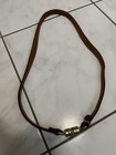 Vintage Davey Brown Suede Skinny Belt Bronze Tone Clasp Preppy 34 In — photo 1