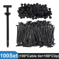 100 PCS Nylon Universal Cable Tie Buckle+Heavy Duty Self-Locking Zip Ties Holder