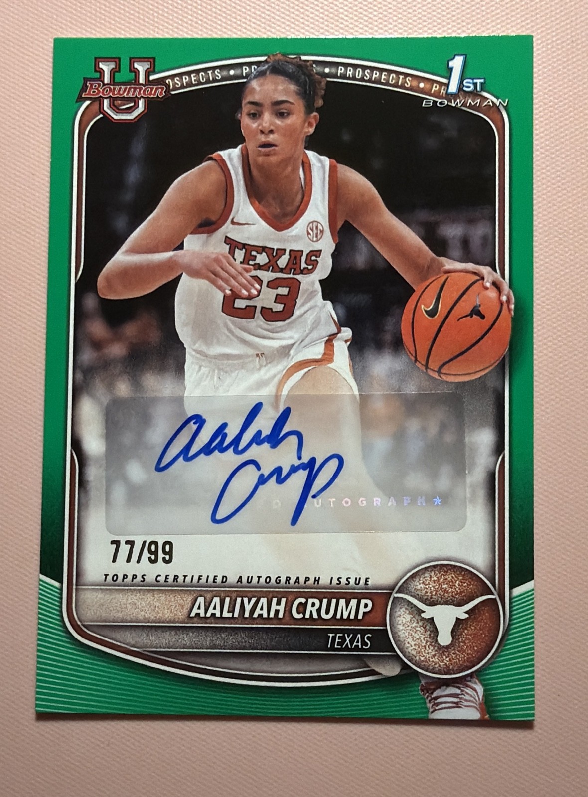 Aaliyah Crump - Texas - Bowman U 1st Auto Green /99