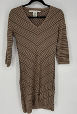 Max Studio Sweater Dress Size Medium Above Knee Straight Pencil Brown