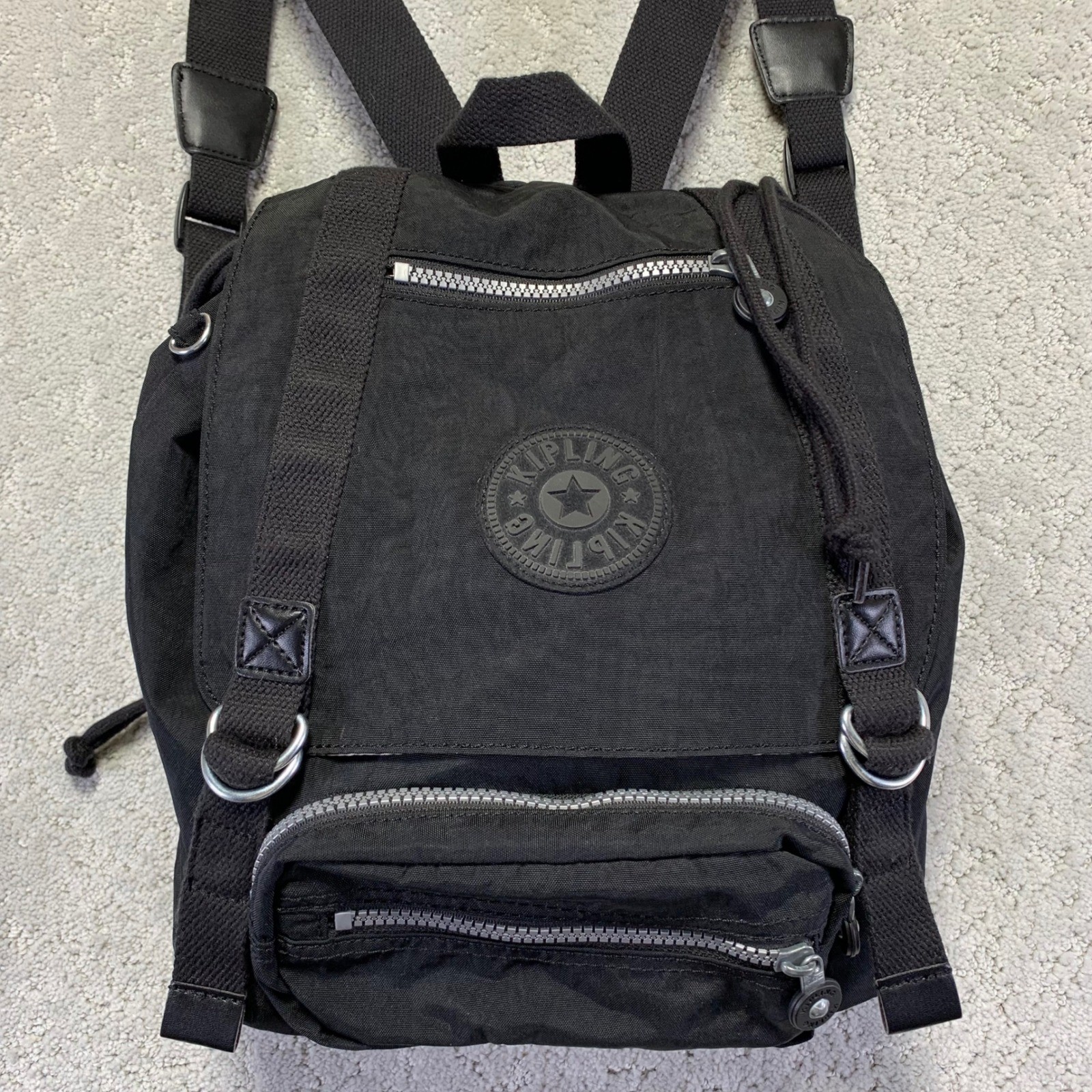 Kipling Black Nylon Backpack Drawstring Flap Back… - image 2