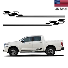 2Pcs 79" Black Car Truck SUV Side Skirt Door Vinyl Sticker Stripe Graphic Racing