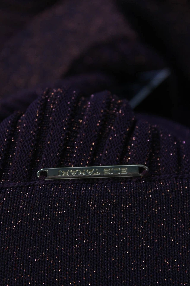 Elie Tahari Womens Pull On A Line Maxi Skirt Burgundy Metallic Size Extra Small - Image 4 of 4