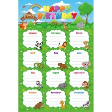 Animal Happy Birthday Chart Poster for Classroom, 16 x24 Animals Birthday Ca...