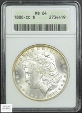 1880 CC Carson City Morgan Silver Dollar $1 Old Soap Box Holder ANACS MS 64