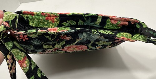Vera Bradley Crossbody Hipster Bag In Black Botanica Print Adjustable Strap Zip - Picture 9 of 19