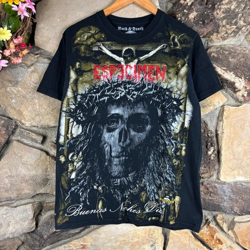 Vintage Especimen Buenos Noches Dios Shirt Rock & Death Mexico M Y2K Embroidered - product listing photo