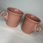 Fiesta Ware Rose Pink Mugs Ring Handle Homer Laughlin HLC USA Set Of 2
