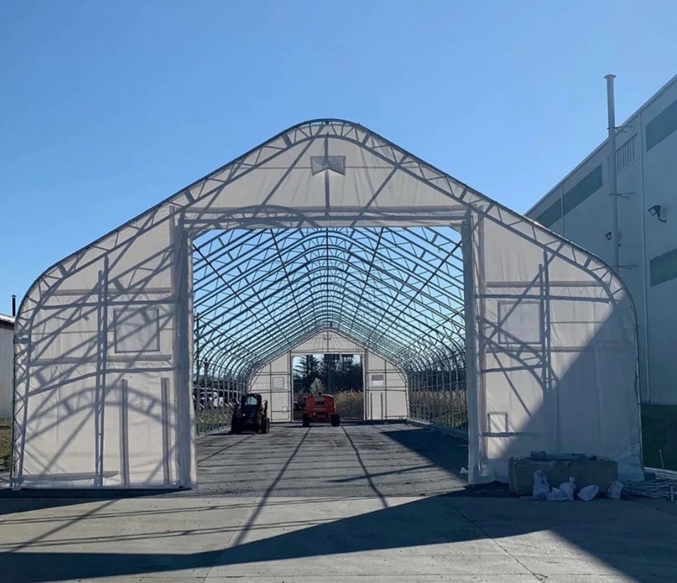 50x100x26 ДВОЙНАЯ ФЕРМА *21 унция ПВХ* холщовая ткань для хранения здание укрытие сарай магазин - Изображение 2 из 4