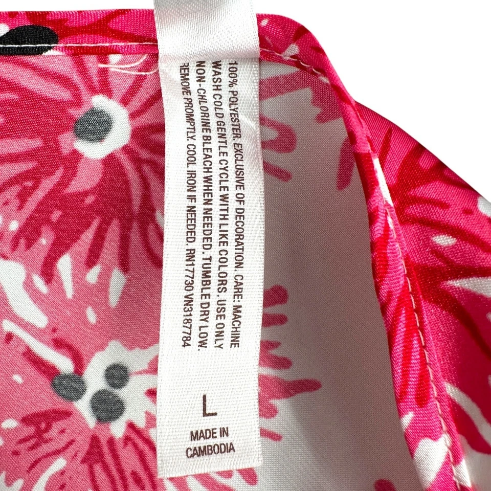 Gilligan & O'Malley Ropa de Dormir Cami Top L Blanco Rosa Floral Negro Ribete de Encaje Foto 4 de 4