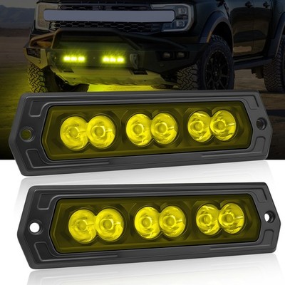 2x7Inch Flush Mount LED Work Light Bar Flood Spot Pods Offroad Fog Driving Amber
