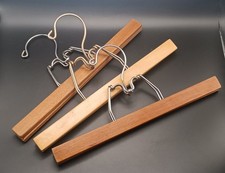 Lot of 3 Antique Wooden Pant Hangers Skirt Slacks Linens with Metal Clamps 11  