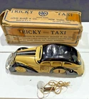 2129 - 1930's MARX Wind Up Tin Toy Green Tricky Taxi Cab Car w/Papers/Key/Box!