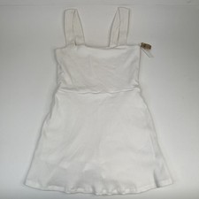 PINK Victoria  s Secret Rib Square Neck Active Sleeveless Dress White Size L New