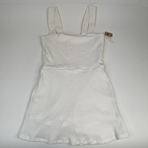 PINK Victoria’s Secret Rib Square Neck Active Sleeveless Dress White Size L New