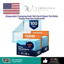 Disposable Changing Pads 100-Pack Diaper Pad Baby Puppy Dog Pee Underpads