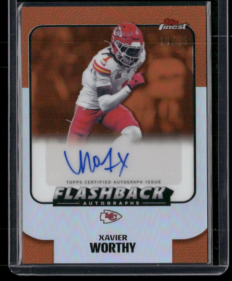 2025 Finest #FBA-XW Xavier Worthy Flashback Autographs Orange Refractor #/25
