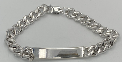 Sterling Silver WEH Walter E Hayward ID Bracelet Clear Stone VTG