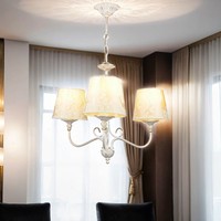 Kronleuchter Ganara In Shabby Gold Schirm Barock Motiv HäNgelampe Esstisch