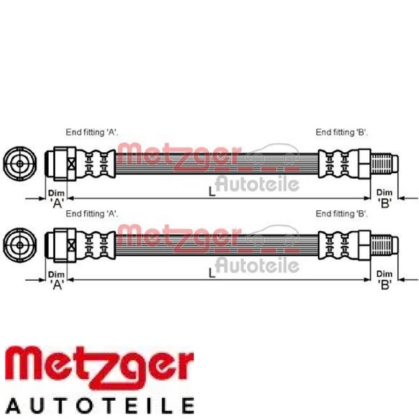 2X Bremsschlauch Metzger 4110586 2 BremsschläUche Rechts Links Vorne-image