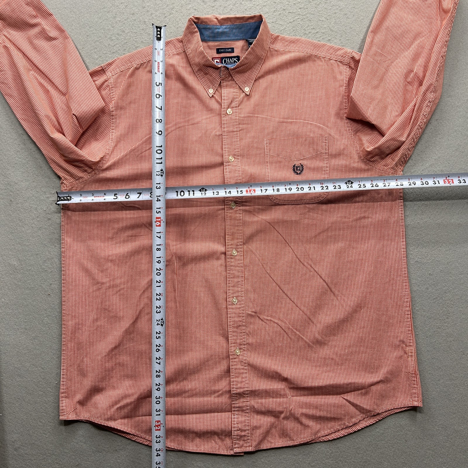 Chaps Men's Button Down Shirt 2XT/2TGL Red Gingham Long Sleeve