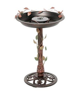 Belmont Gardens Spetta Solar Metal Bird Bath Fountain-Bronze-NEW Open Box
