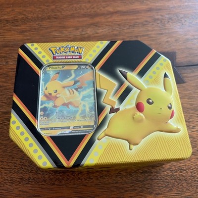 pokémon trading card game pikachu v powers tin Pokémon TCG: V Powers Tin featuring Pikachu V, manufactured in 2020