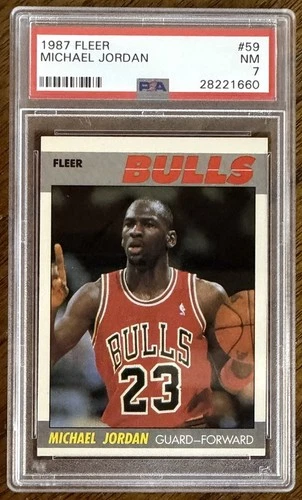 1987-88 FLEER MICHAEL JORDAN BASKETBALL CARD #59 PSA-7 READ DES