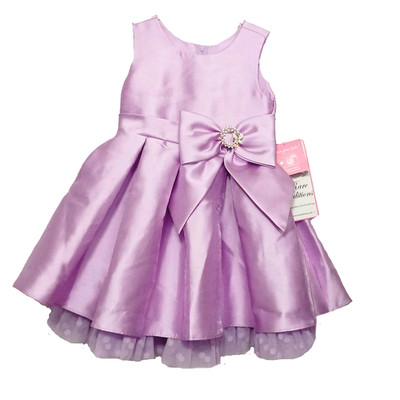 NWT Rare Editions Girls Size 2T Lavender Jewel Bow Mikado Dress Polka Dot Tulle