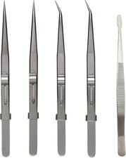 Precis Tweezers Set, Flat/Pointed/Curved Angled Loing Long Tweezers