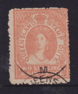 QUEENSLAND 1866 2/6 QV STAMP DUTY Revenue p13 Elsmore Cat $30 VFU