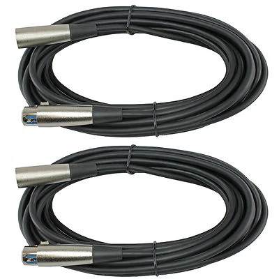 MCSPROAUDIO 2pack XLR MALE TO FEMALE MIC cord MICROPHONE audio extension CABLE 25 FT foot