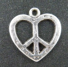 60pcs Tibetan Silver Heart's Peace Sign Charms 19x18mm 14196