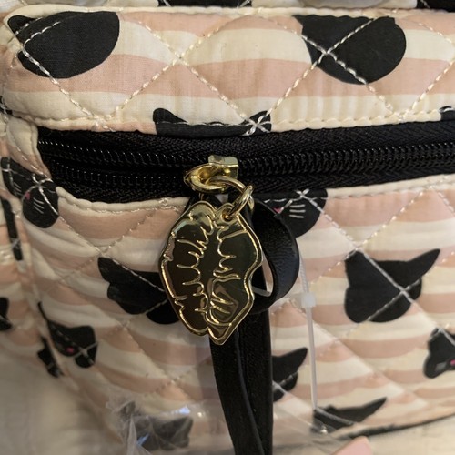 Betsey Johnson Luv Betsey Backpack Quilted Pink White Striped Black Cats NWT - Picture 12 of 12