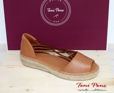 TONI PONS Leder Espadrilles Sandale Wedges EBRE Cognac - Made in Spain - Neu !