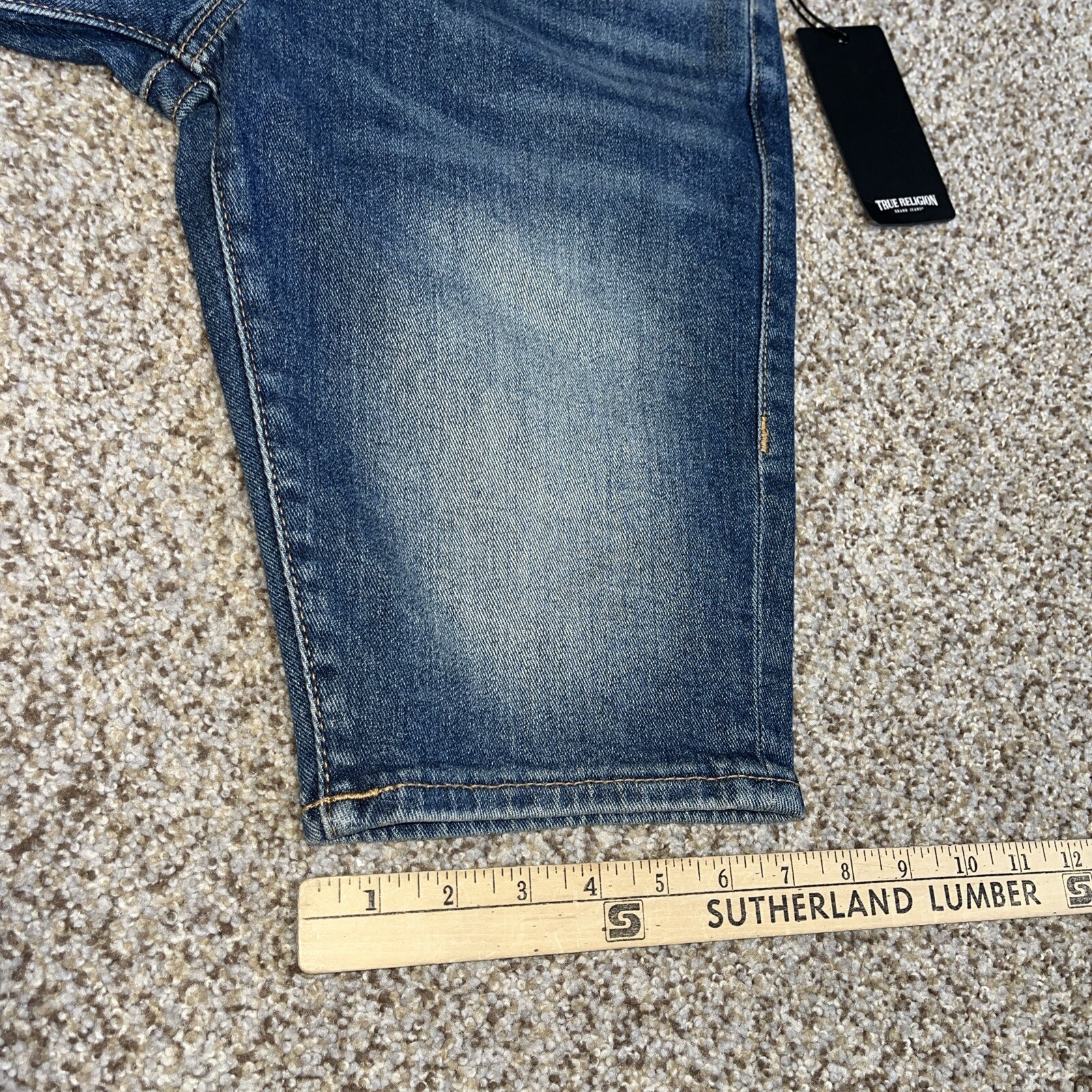 True Religion Rocco Relaxed Skinny Jean Shorts Blue Medium Drizzle NWT Size 28 - View 11