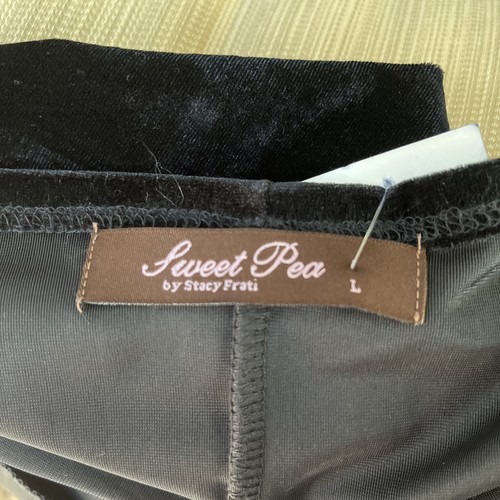 NWT SWEET PEA BY STACY FRATI Large Black Short Sleeve VelourTop - Picture 11 of 12