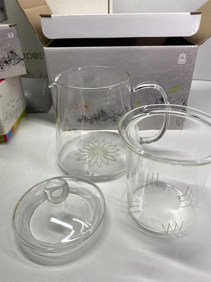 Teaposy Tea For Two Gift Set Blooming Small Glass Tea Pot With Cups Saucers Teas - Image 4 of 4