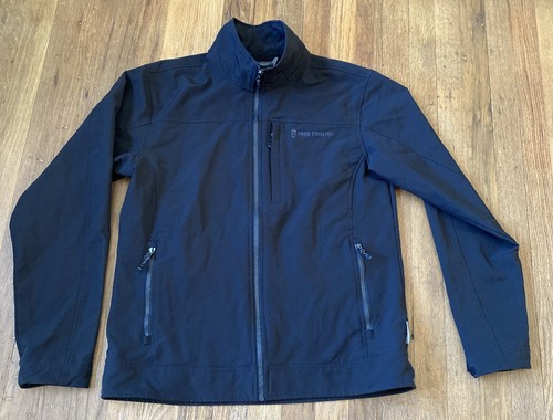 Free Country Mens Full Zip Jacket Black Size Medium M Polyester Spandex