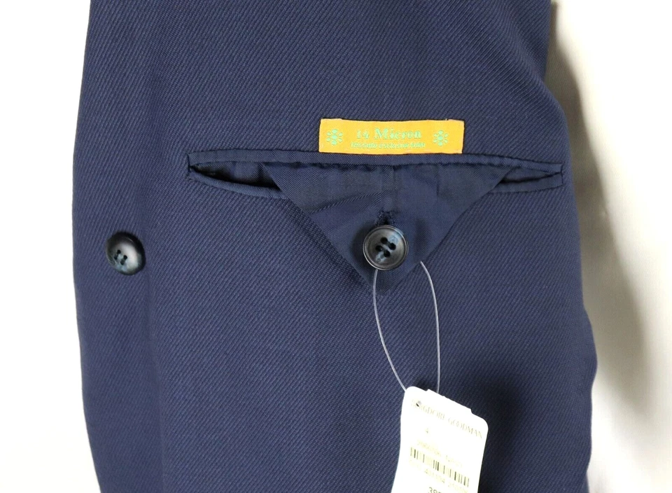 $6570 KNT Kiton Overcoat 38 R (48 EU) Mens Navy 14 Micron Wool Light Jacket - Image 4 of 4