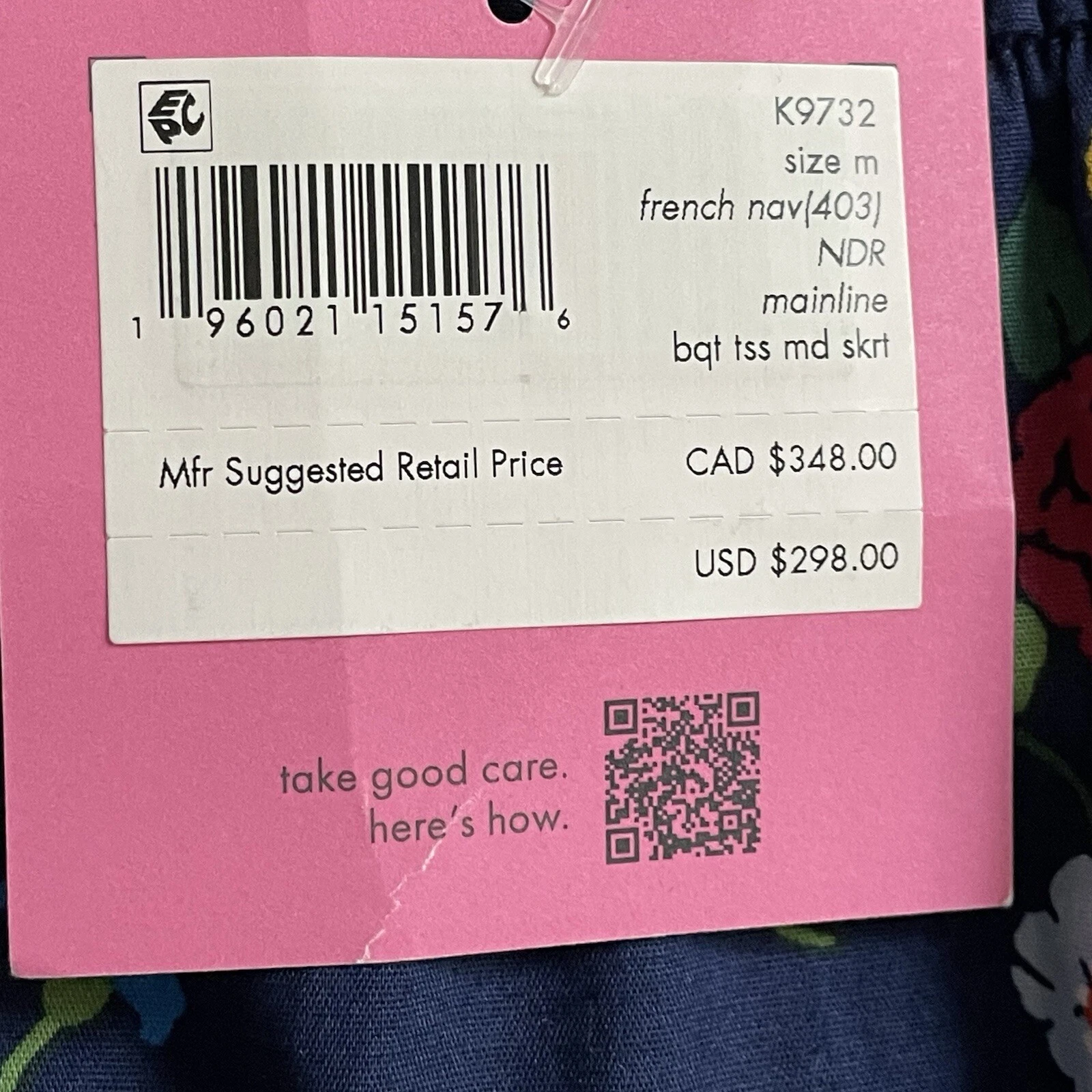 Gonna midi Kate Spade taglia media blu navy a grappolo floreale plissettata eccentrica preppy nuova