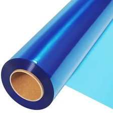Blue Cellophane Wrap Roll 200 Ft x 17.5 in 2.5 Mil Thick Transparent
