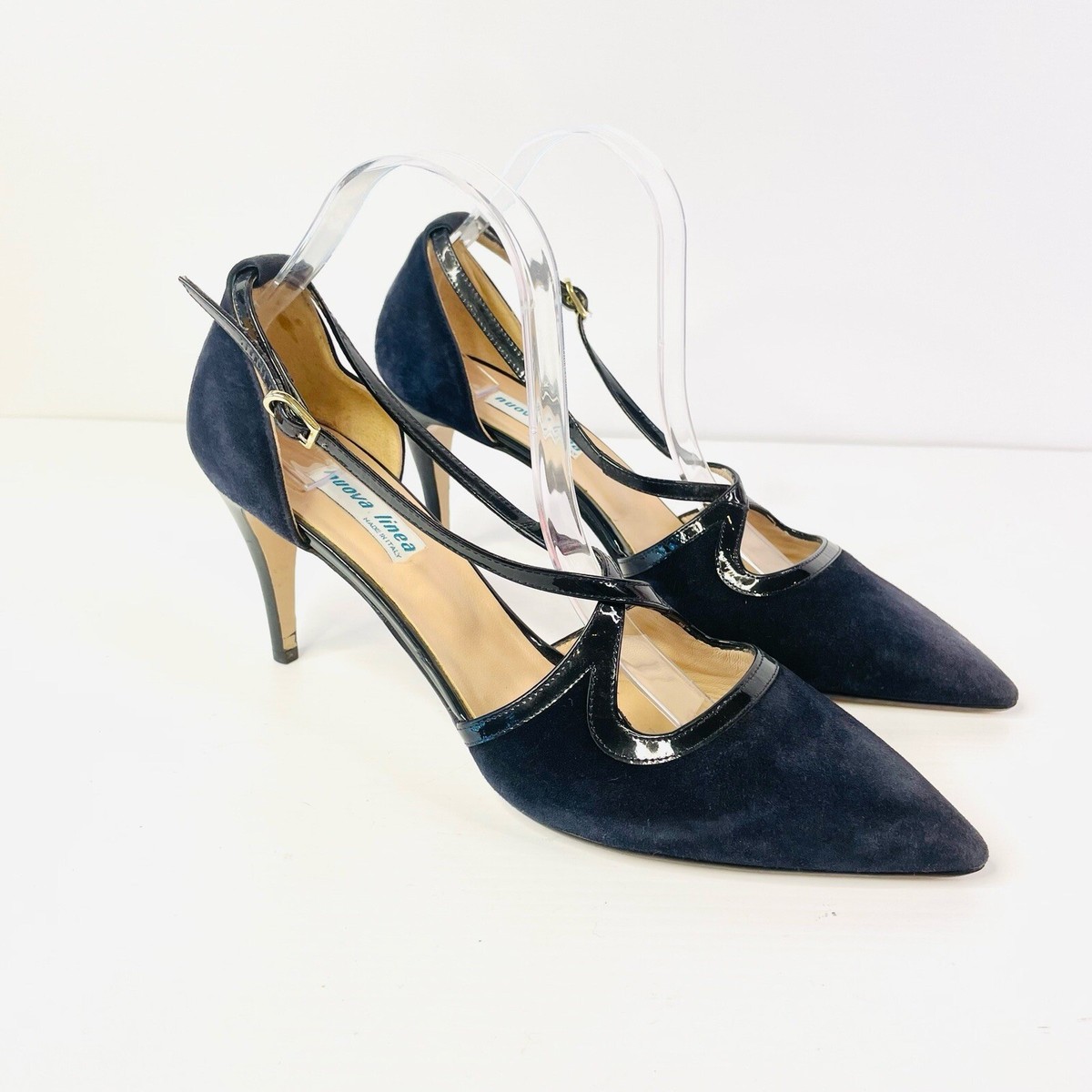 Slingback Pumps Designer Navy Heels Nuova Linea Sz 42 11 Navy Blue