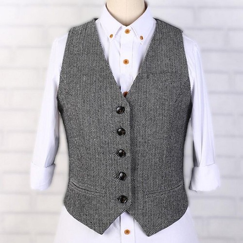 Vintage Womens Wool Blend Single Breasted Business Slim Fit Short Vest Waistcoat - Picture 3 of 10
