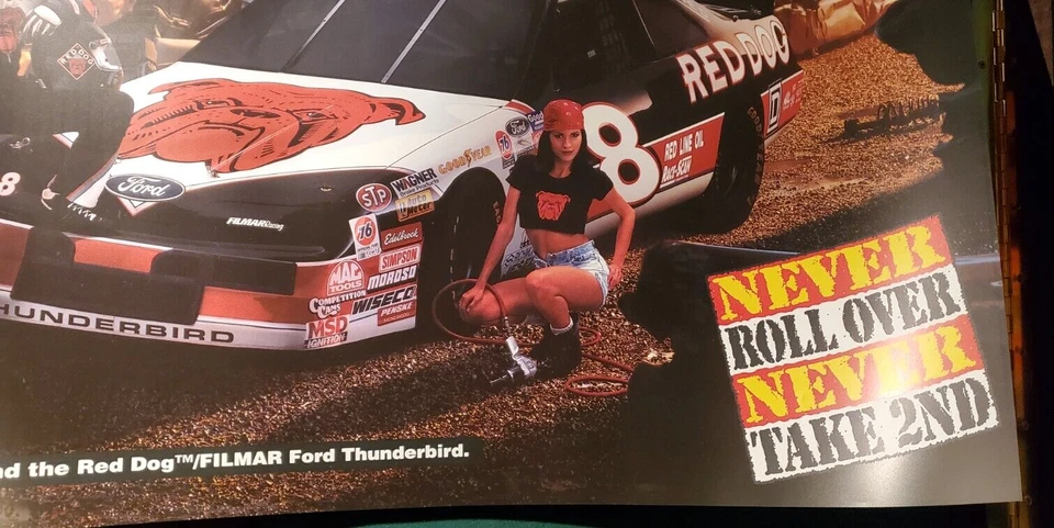 Vintage Nascar Plastic Poster Red Dog #8 Kenny Wallace Ford Thunderbird - Image 3 of 4