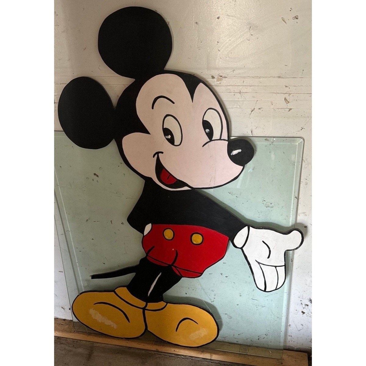 アンティークWALT DISNEY'S MICKEY MOUSE 木彫りポスター Vintage 1986 Life Size Mickey Mouse Wooden Sculpture Wall