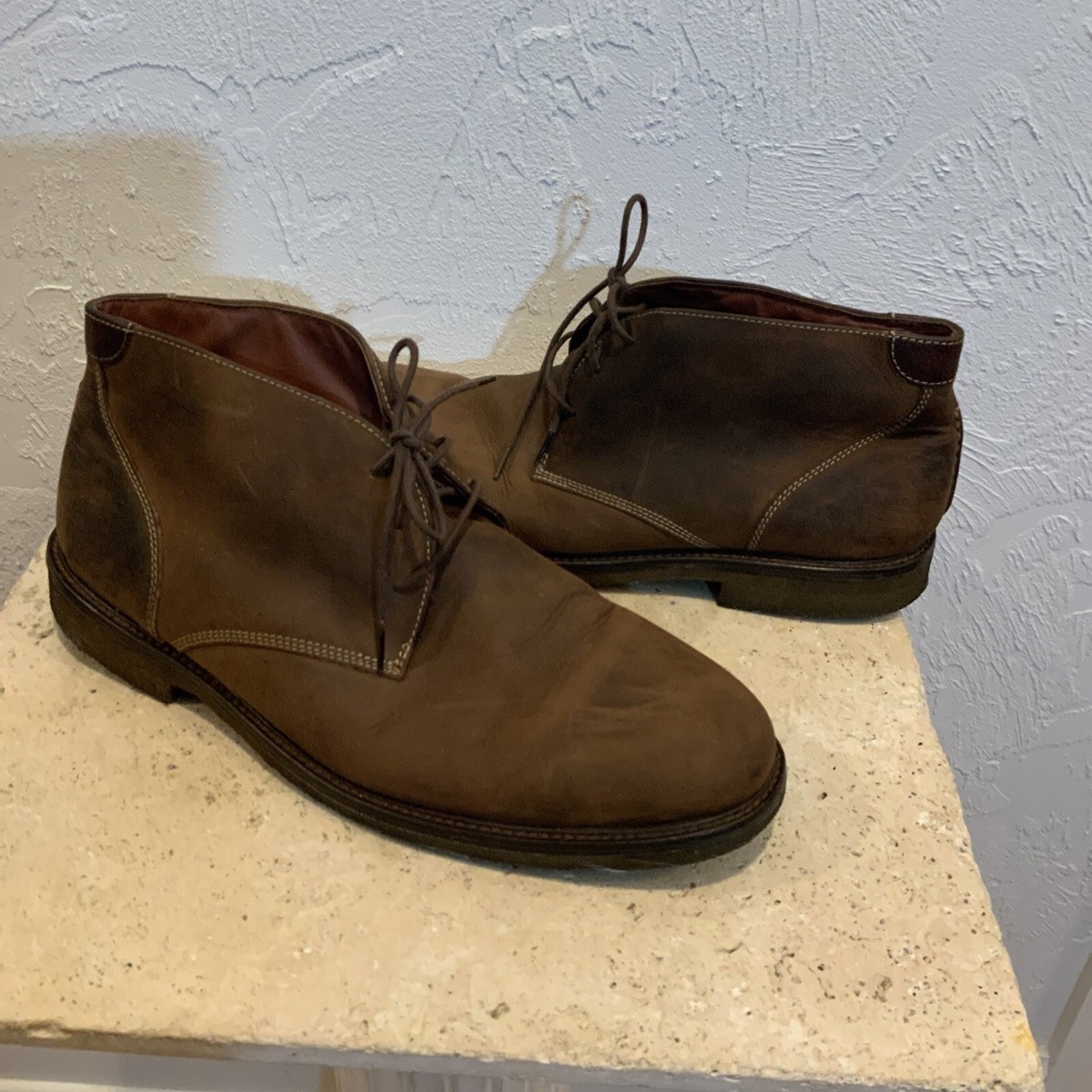 JOHNSTON & MURPHY Oiled Leather Copeland Chukka Sheepskin Boots Sz 11 25-1870. Johnston & Murphy Men main image 4