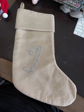 CHRISTMAS Stocking Initial 'J' - soft lining - 15 inches long
